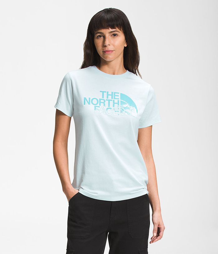 The North Face T-Shirts Short Sleeve Logo Play Blue - Womens - Thailand HXCSM-4860